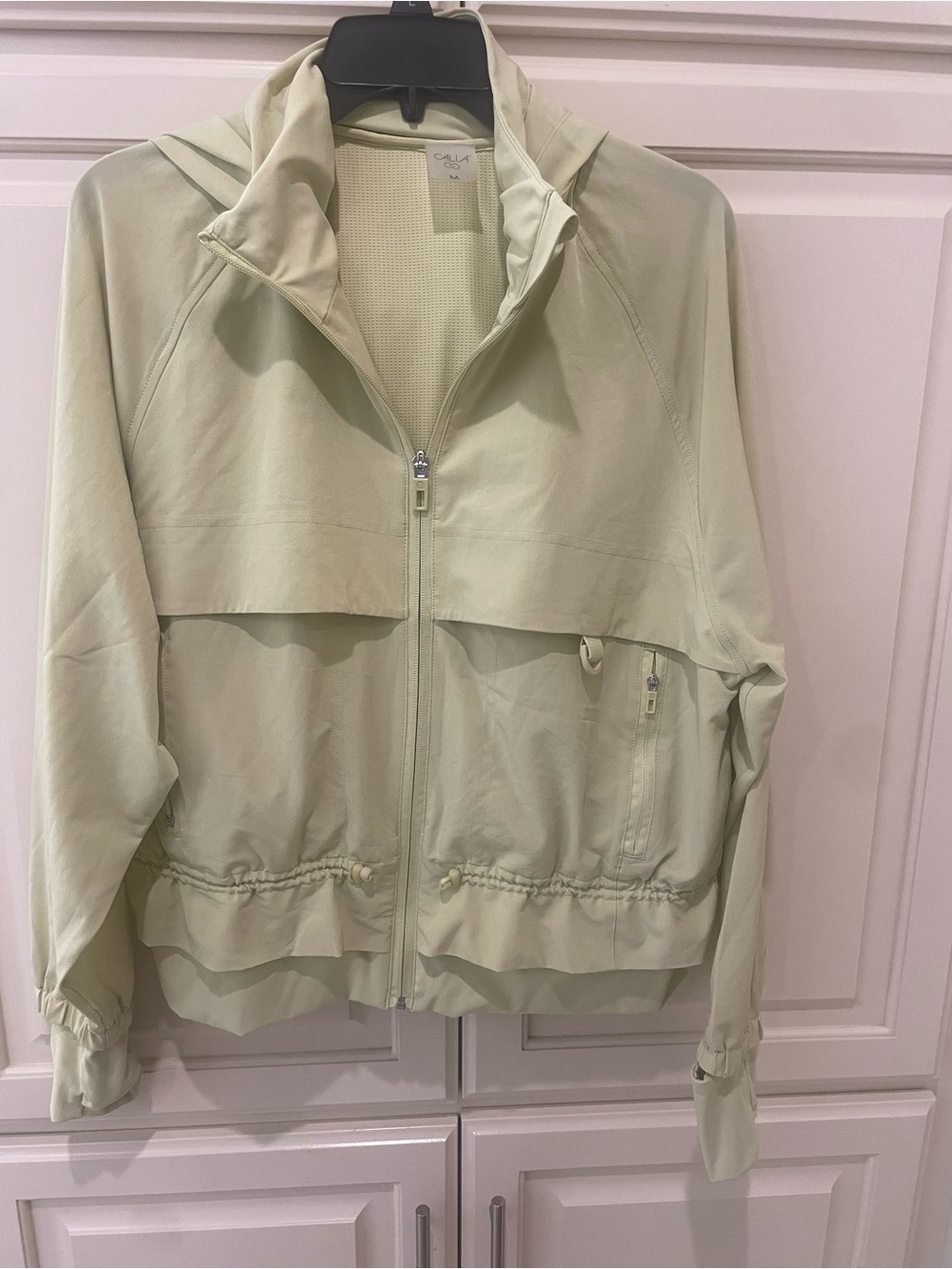 CALIA by Carrie Underwood Light Green Hooded Zip-Up Bomber Jacket